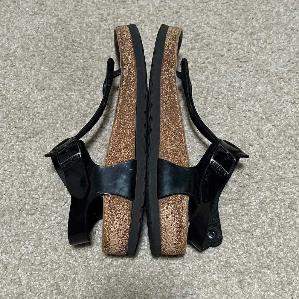 Birkenstock Gizeh Heel Strap Glossy Black Sandals - Picture 7 of 9